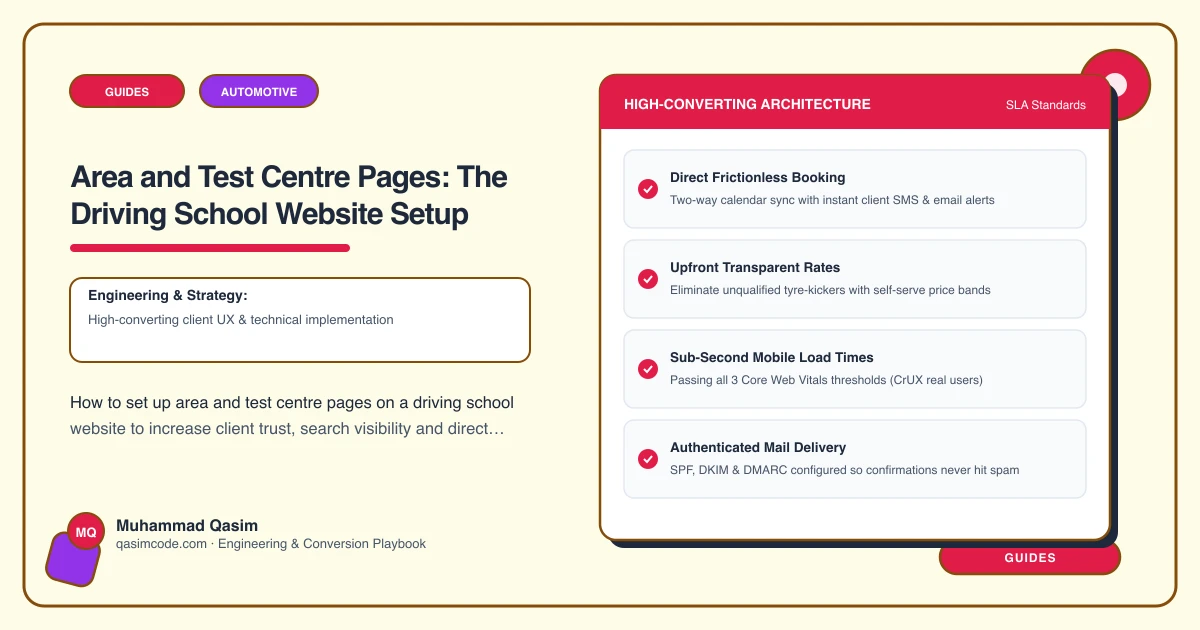 Area and Test Centre Pages: The Driving School Website Setup