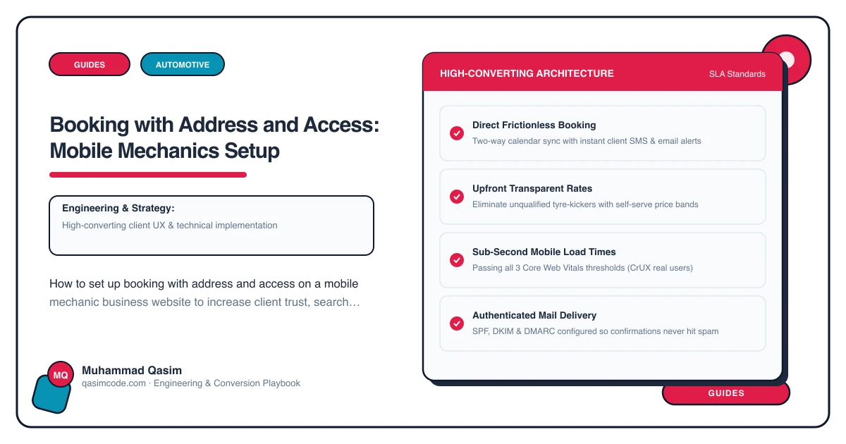 Booking with Address and Access: Mobile Mechanics Setup