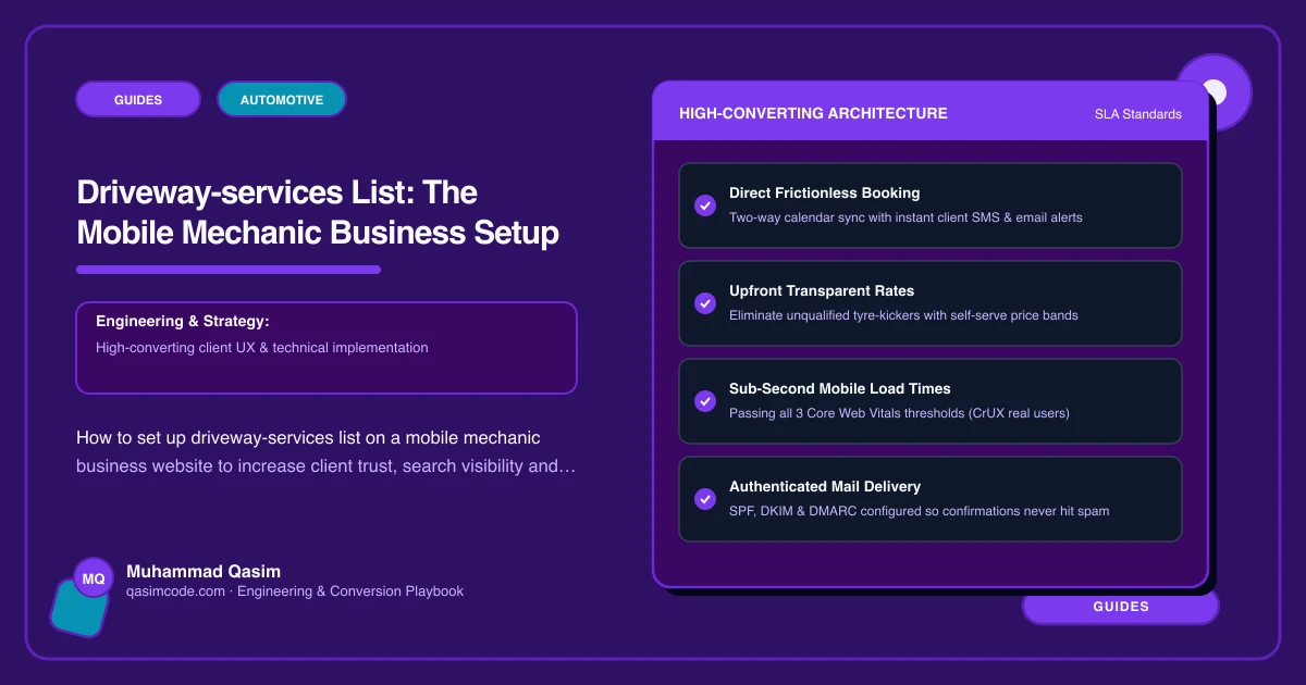 Driveway-services List: The Mobile Mechanic Business Setup