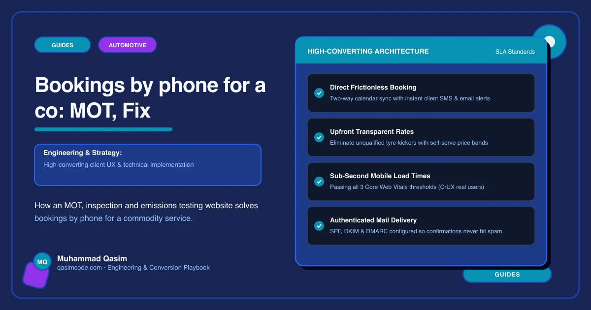 Bookings by phone for a co: MOT, Fix