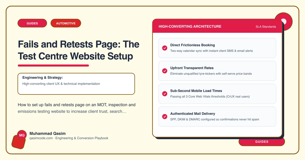Fails and Retests Page: The Test Centre Website Setup