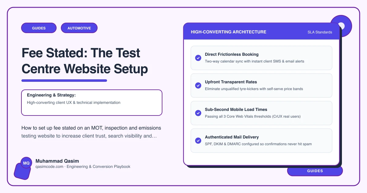 Fee Stated: The Test Centre Website Setup