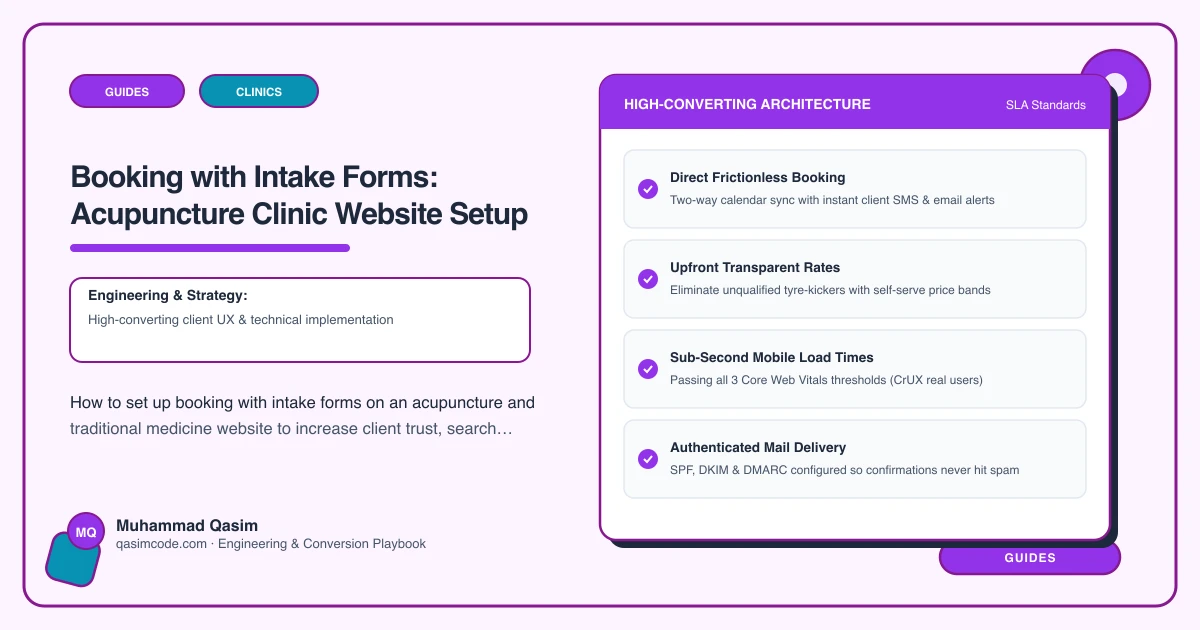 Booking with Intake Forms: Acupuncture Clinic Website Setup
