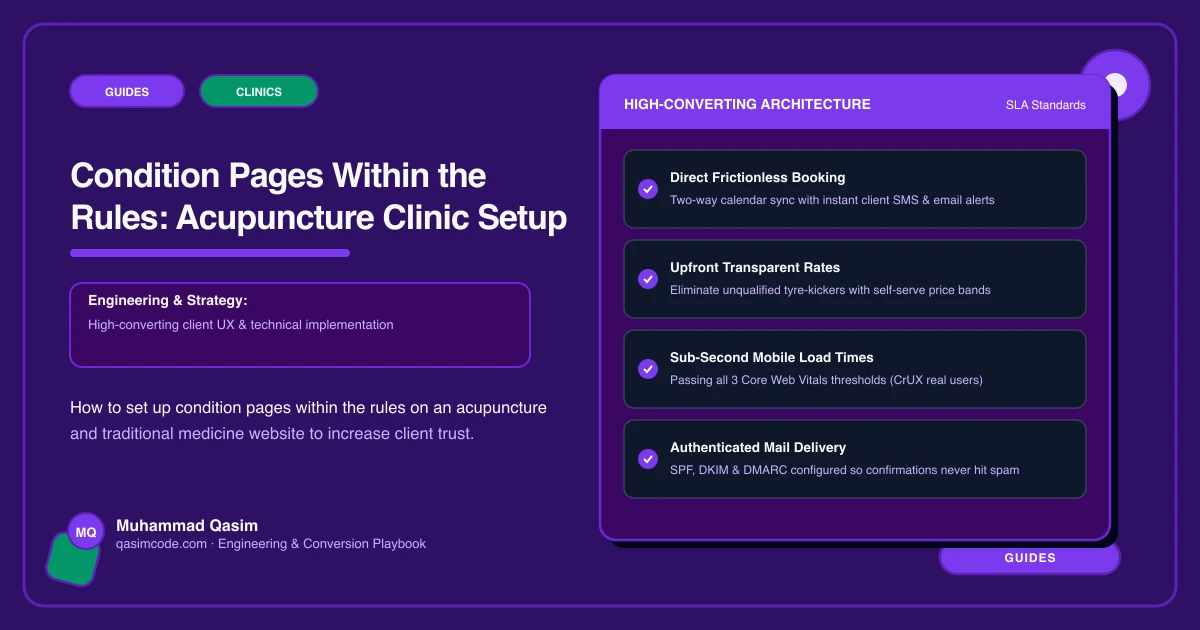 Condition Pages Within the Rules: Acupuncture Clinic Setup