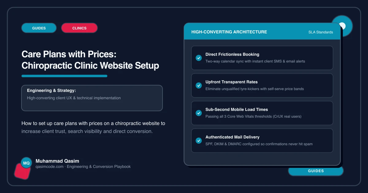 Care Plans with Prices: Chiropractic Clinic Website Setup