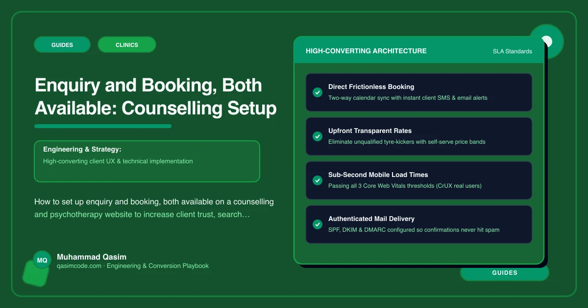 Enquiry and Booking, Both Available: Counselling Setup