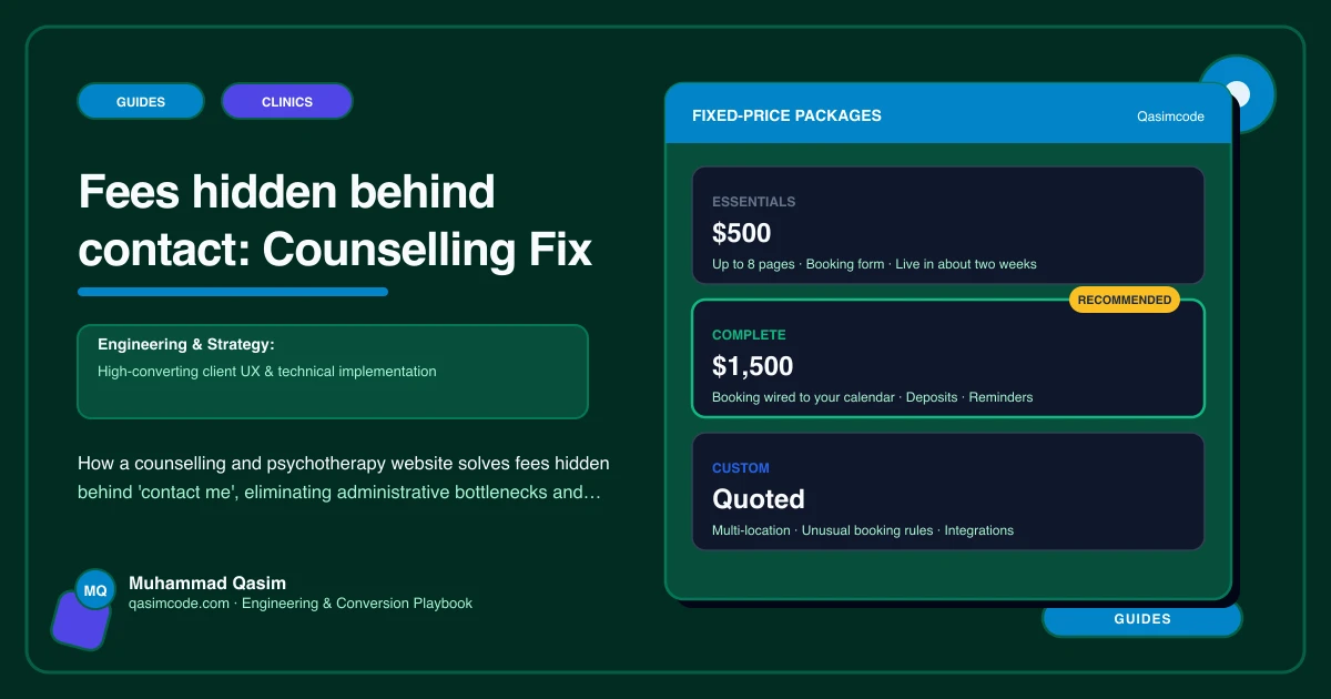 Fees hidden behind contact: Counselling Fix