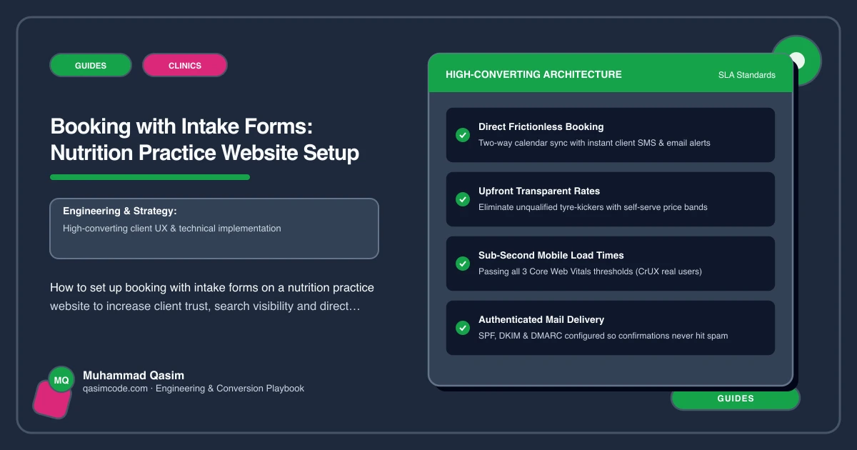 Booking with Intake Forms: Nutrition Practice Website Setup