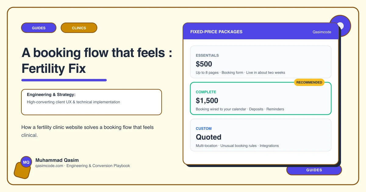 A booking flow that feels : Fertility Fix