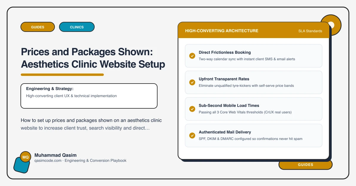 Prices and Packages Shown: Aesthetics Clinic Website Setup