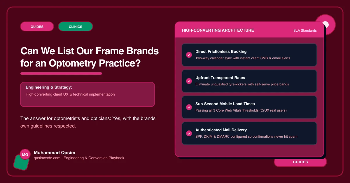 Can We List Our Frame Brands for an Optometry Practice?