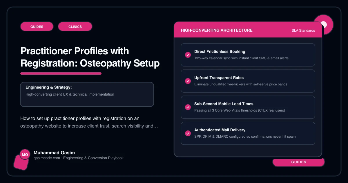 Practitioner Profiles with Registration: Osteopathy Setup