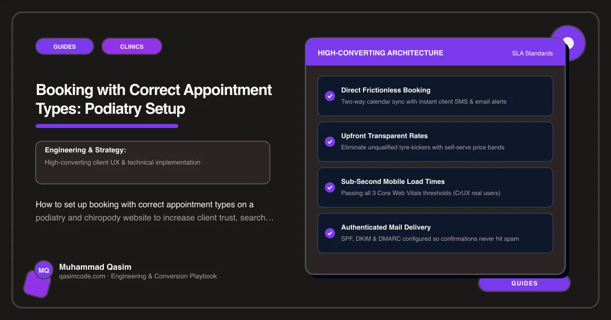 Booking with Correct Appointment Types: Podiatry Setup