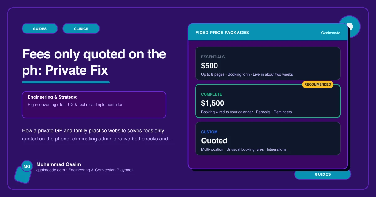 Fees only quoted on the ph: Private Fix
