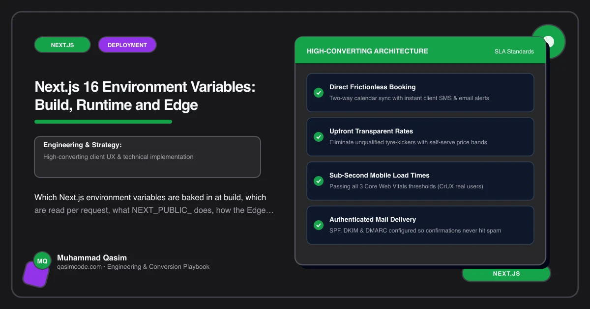 Next.js 16 Environment Variables: Build, Runtime and Edge