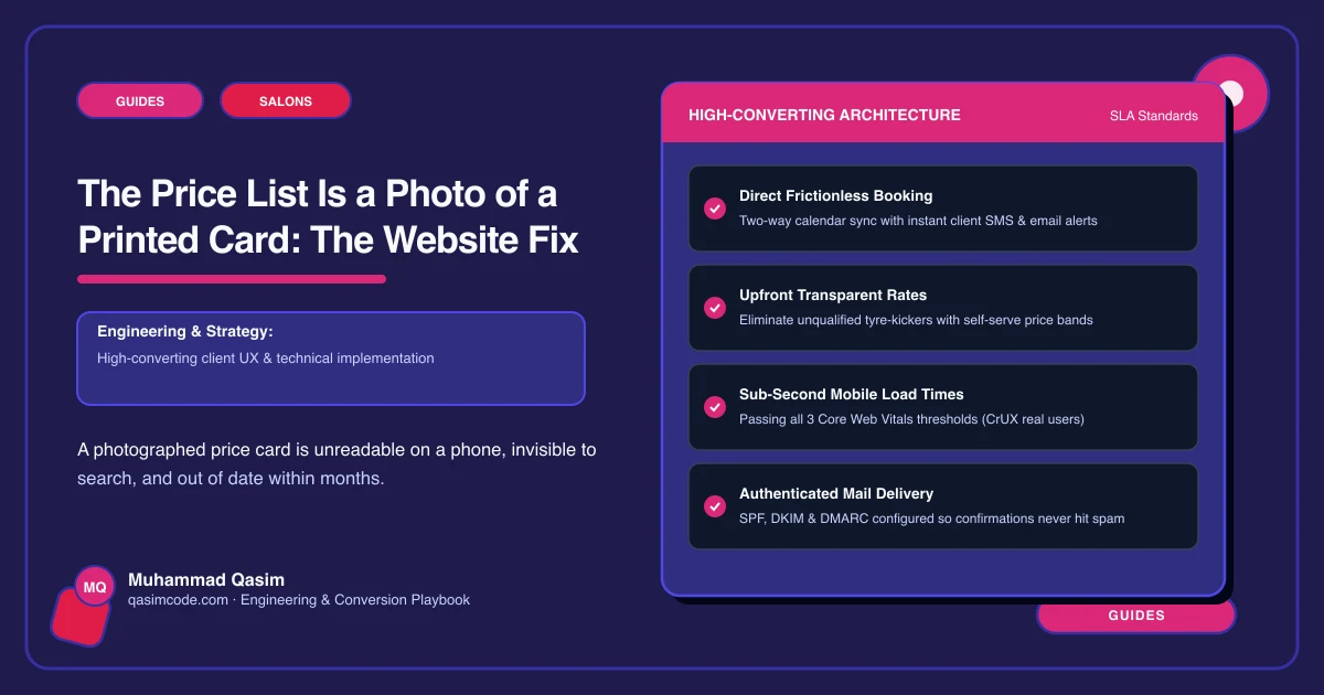 The Price List Is a Photo of a Printed Card: The Website Fix