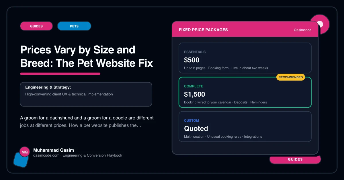 Prices Vary by Size and Breed: The Pet Website Fix