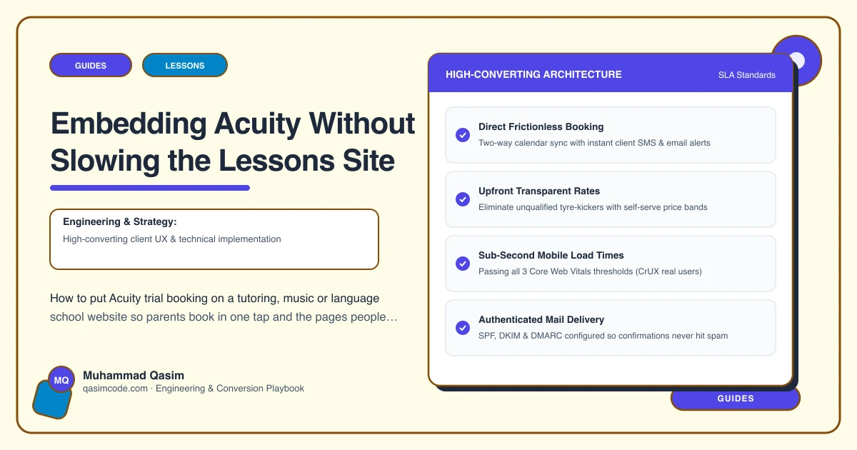 Embedding Acuity Without Slowing the Lessons Site