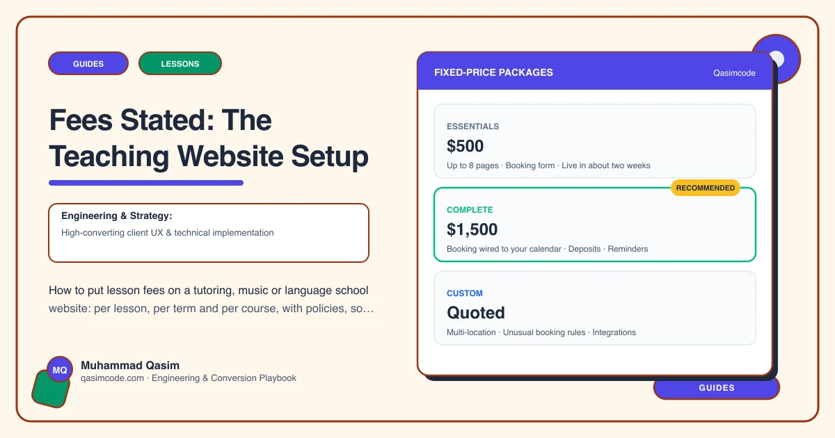 Fees Stated: The Teaching Website Setup