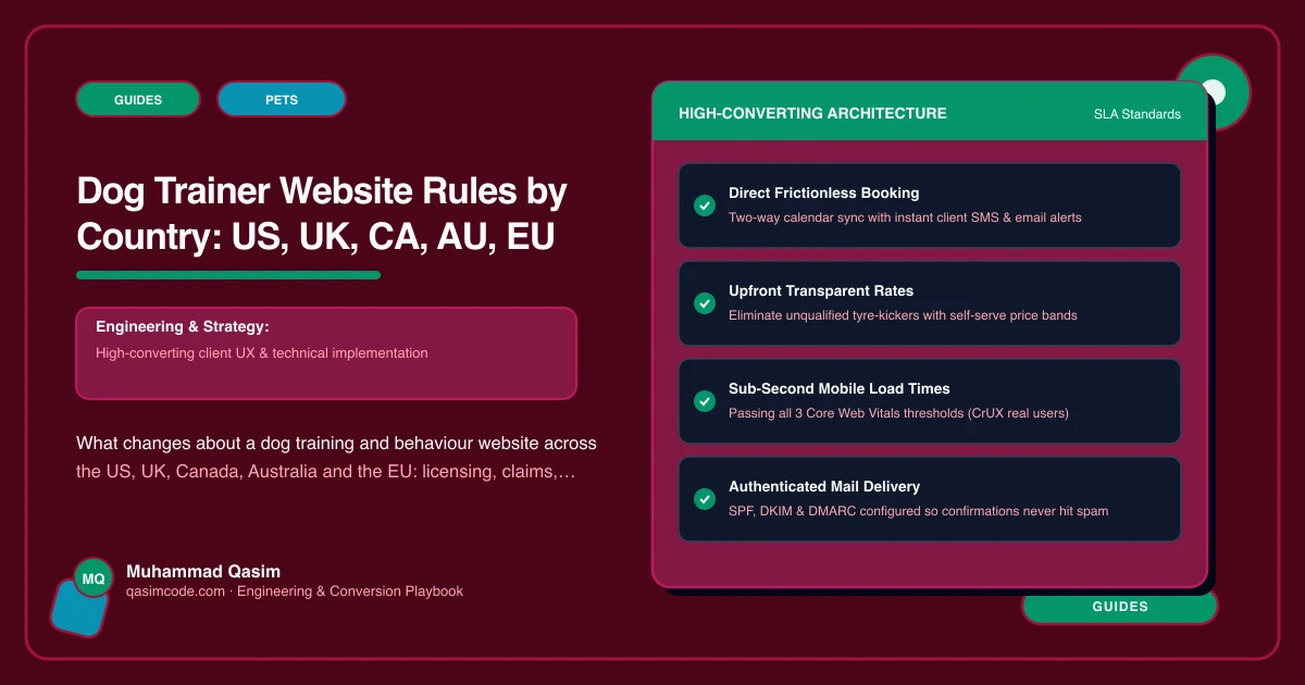 Dog Trainer Website Rules by Country: US, UK, CA, AU, EU