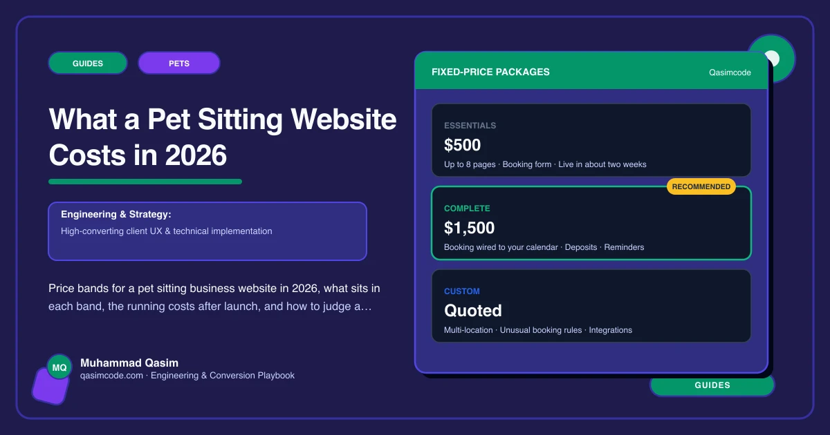 What a Pet Sitting Website Costs in 2026