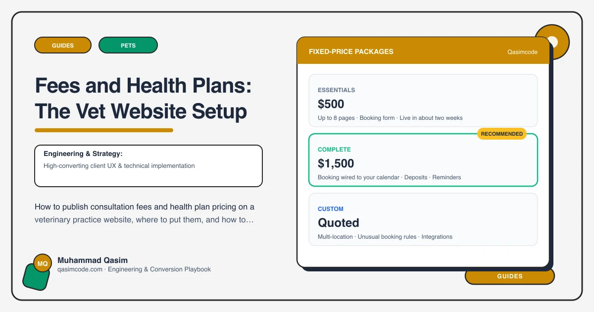 Fees and Health Plans: The Vet Website Setup