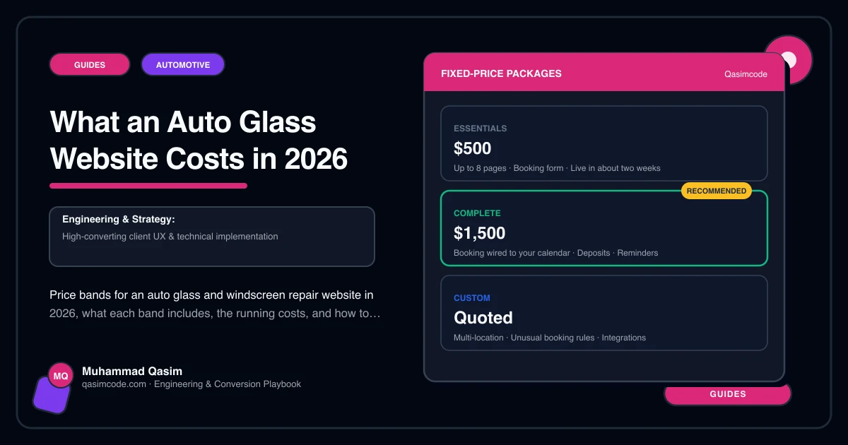 What an Auto Glass Website Costs in 2026