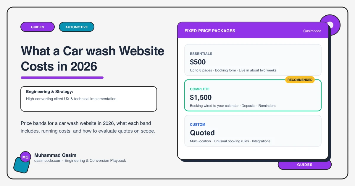 What a Car wash Website Costs in 2026