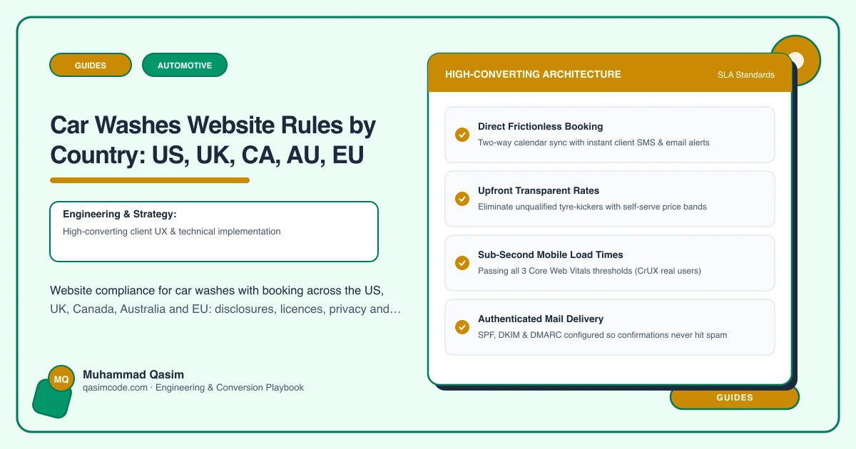 Car Washes Website Rules by Country: US, UK, CA, AU, EU