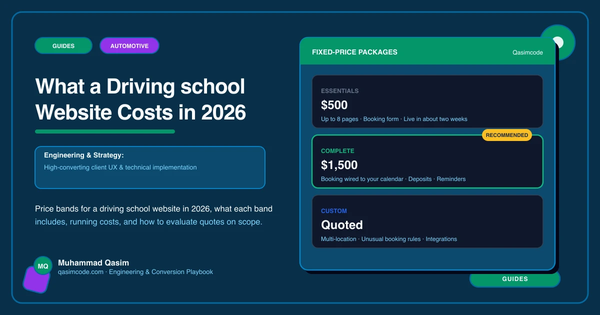 What a Driving school Website Costs in 2026