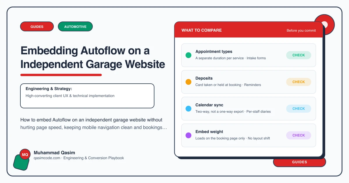 Embedding Autoflow on a Independent Garage Website