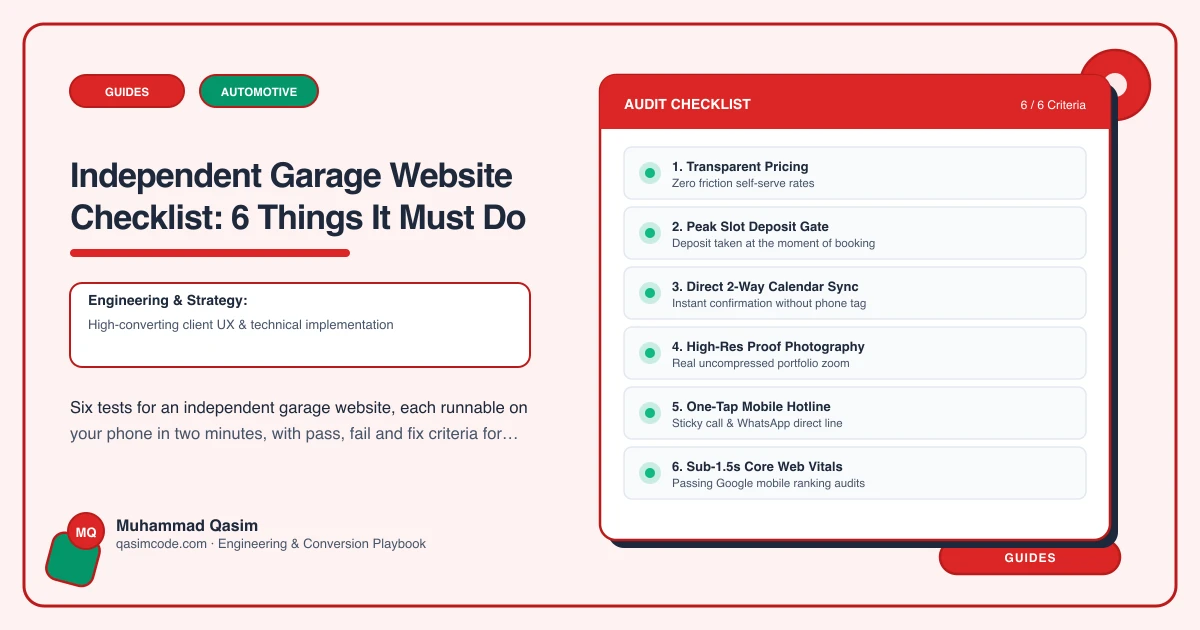 Independent Garage Website Checklist: 6 Things It Must Do