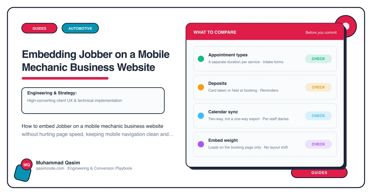 Embedding Jobber on a Mobile Mechanic Business Website