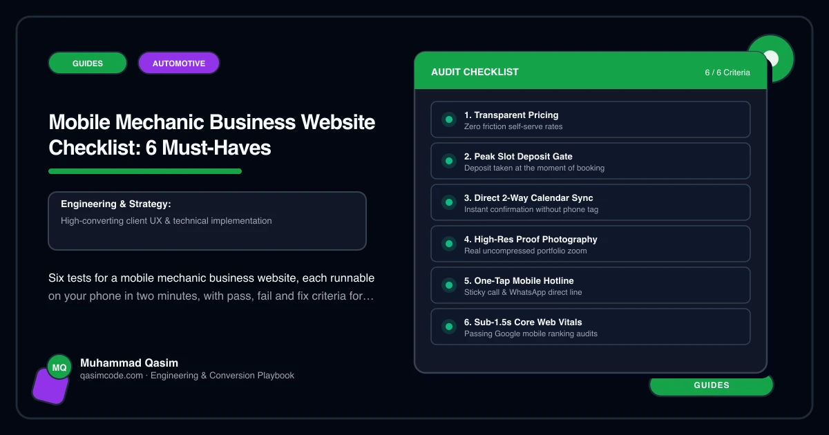 Mobile Mechanic Business Website Checklist: 6 Must-Haves