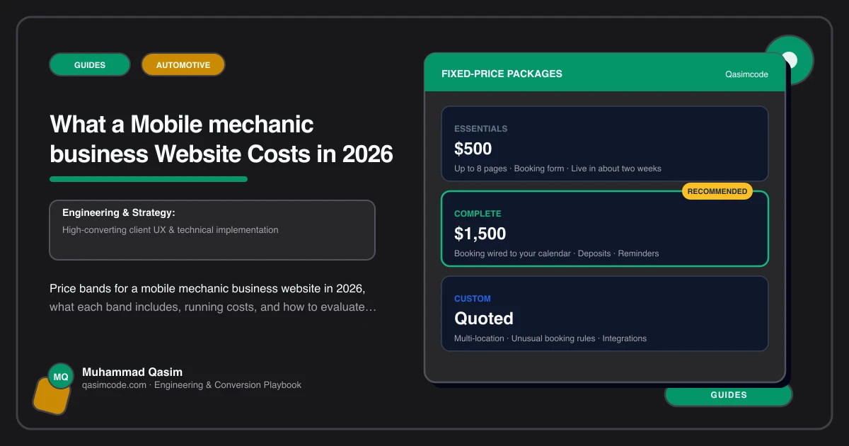 What a Mobile mechanic business Website Costs in 2026