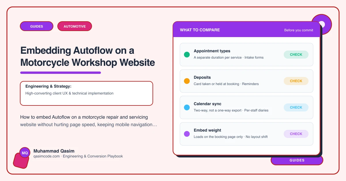 Embedding Autoflow on a Motorcycle Workshop Website
