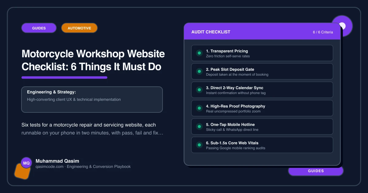 Motorcycle Workshop Website Checklist: 6 Things It Must Do