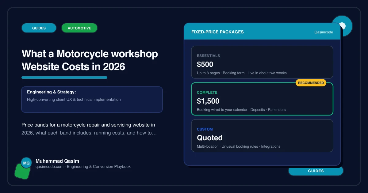 What a Motorcycle workshop Website Costs in 2026