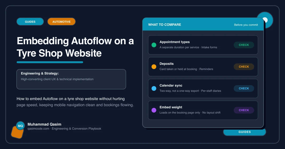 Embedding Autoflow on a Tyre Shop Website