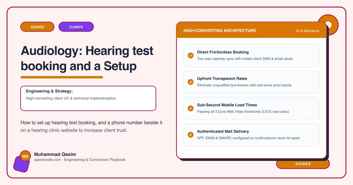 Audiology: Hearing test booking and a Setup