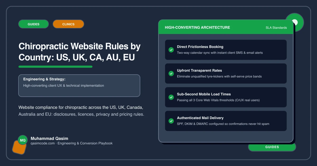 Chiropractic Website Rules by Country: US, UK, CA, AU, EU
