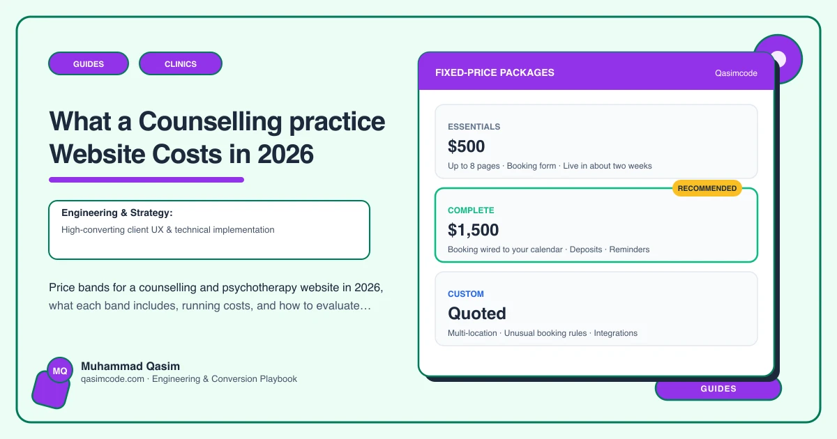 What a Counselling practice Website Costs in 2026
