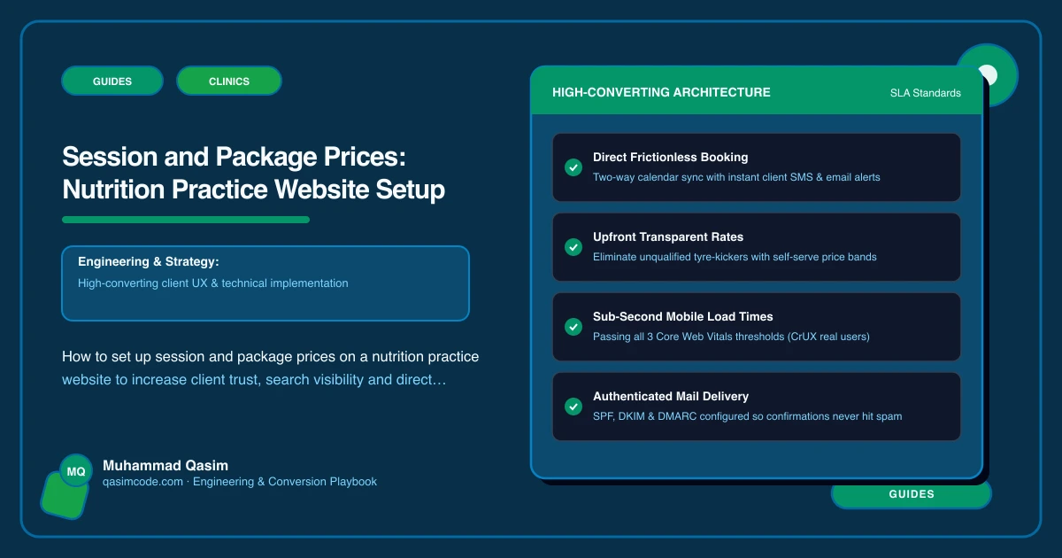 Session and Package Prices: Nutrition Practice Website Setup