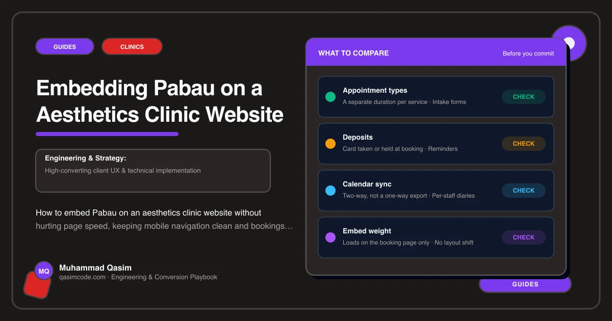 Embedding Pabau on a Aesthetics Clinic Website