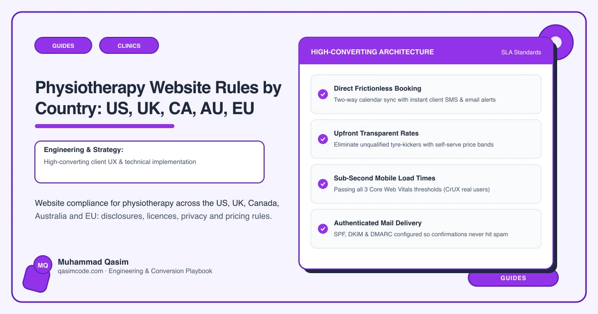 Physiotherapy Website Rules by Country: US, UK, CA, AU, EU