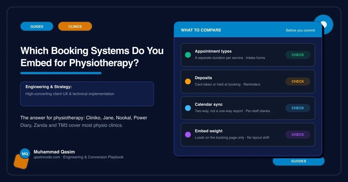 Which Booking Systems Do You Embed for Physiotherapy?