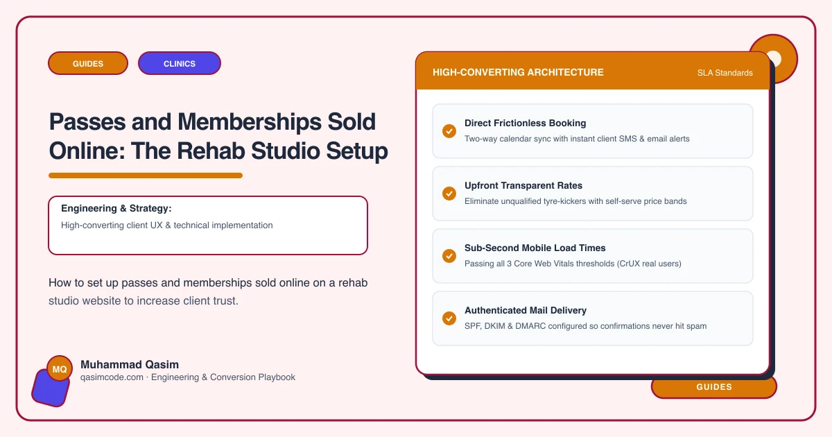 Passes and Memberships Sold Online: The Rehab Studio Setup