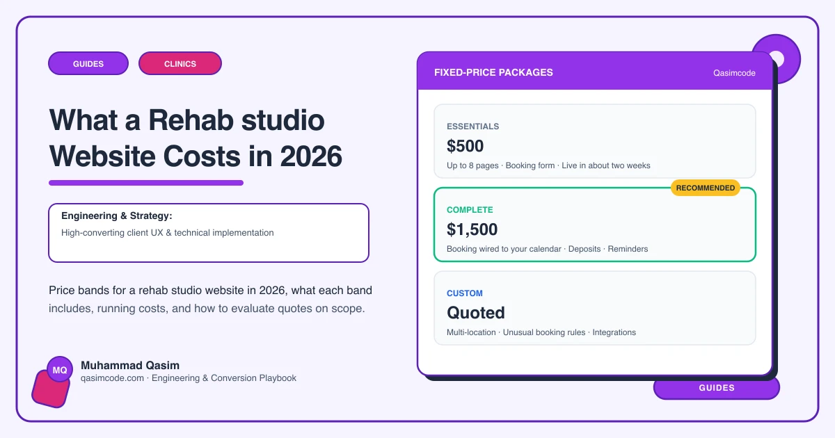 What a Rehab studio Website Costs in 2026