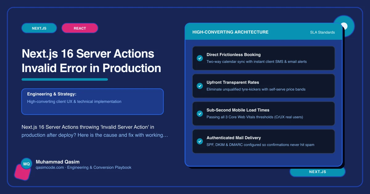 Next.js 16 Server Actions Invalid Error in Production