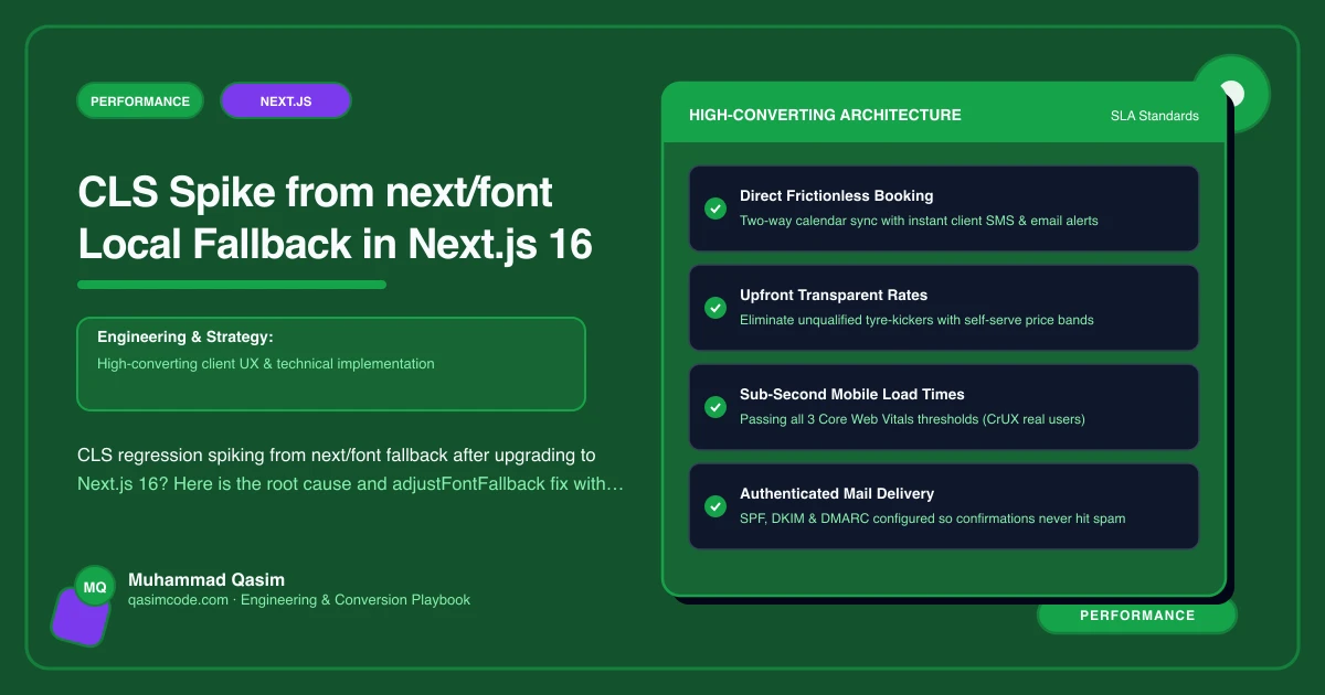 CLS Spike from next/font Local Fallback in Next.js 16